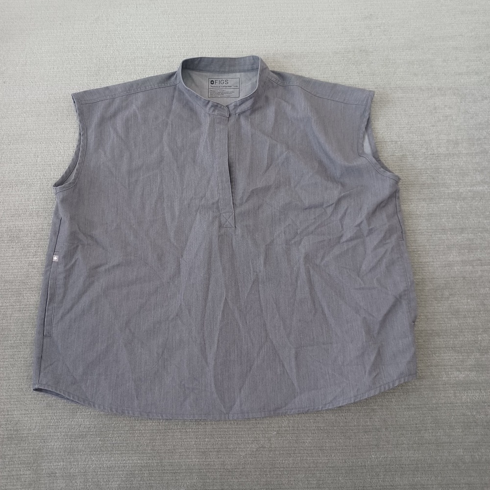 Figs Rafaela Oversized Scrub Top Women XL Gray Pockets Uniform Nurse Doctors